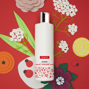 Tekutý šampón na suché a poškodené vlasy / bazový kvet, šípky